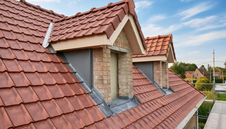 Toiture en tuiles d'argile rouge-orangé disposées en rangées horizontales parfaitement alignées sur une surface inclinée